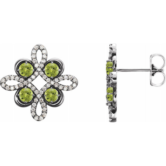 Clover Peridot & Diamond Earrings