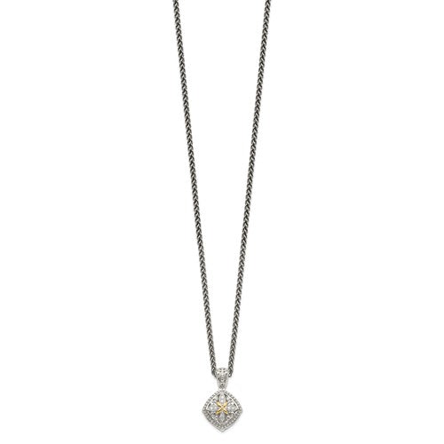 Sterling Silver with 14K Accent Diamond Necklace