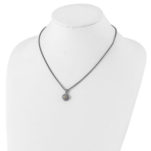 Sterling Silver with 14K Accent Diamond Necklace