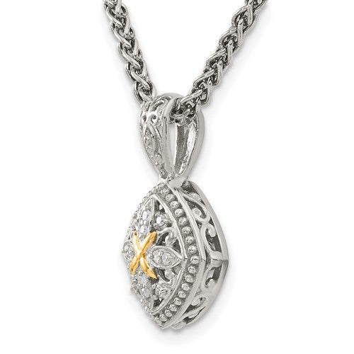 Sterling Silver with 14K Accent Diamond Necklace