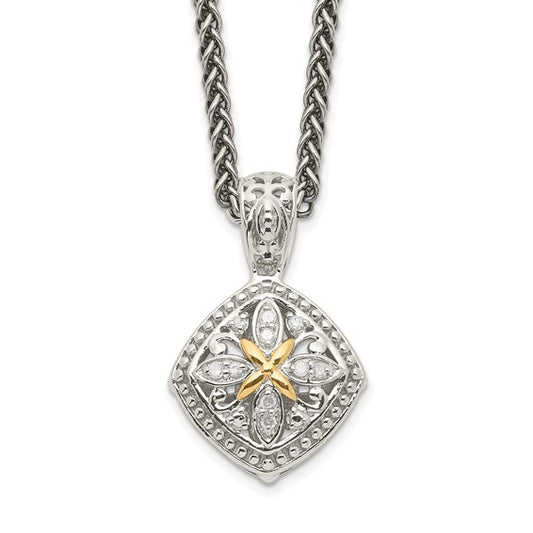 Sterling Silver with 14K Accent Diamond Necklace