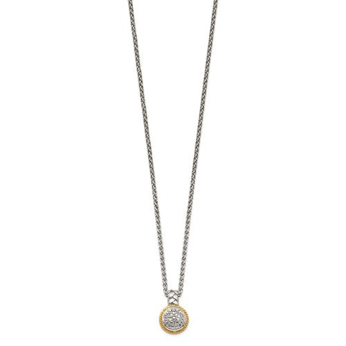 Sterling Silver with 14K Accent Diamond Circle Necklace