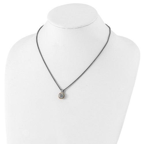 Sterling Silver with 14K Accent Diamond Circle Necklace