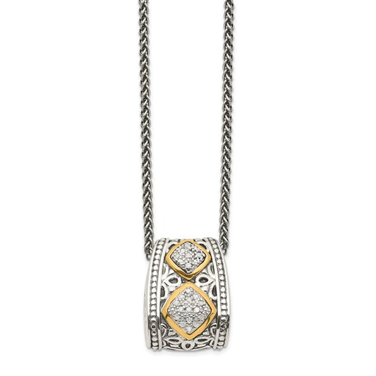 Sterling Silver with 14K Accent Diamond Filigree Necklace
