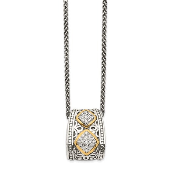 Sterling Silver with 14K Accent Diamond Filigree Necklace