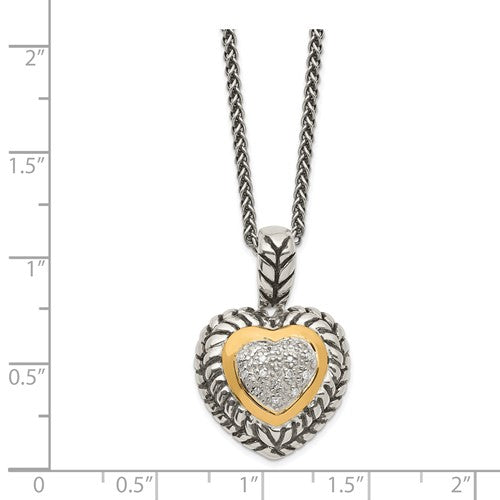 Sterling Silver with 14K Accent Diamond Heart Necklace
