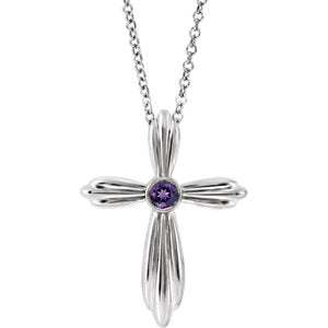 Amethyst Cross White Gold Necklace