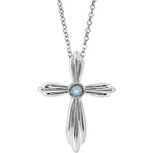 Daffodil Aquamarine Cross Necklace