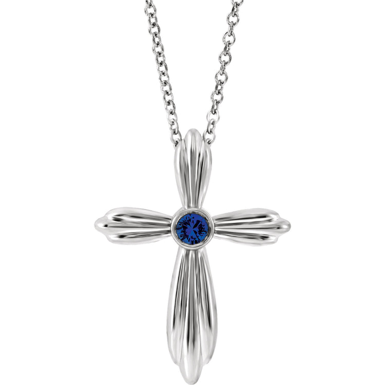 Daffodil Blue Sapphire Cross Necklace