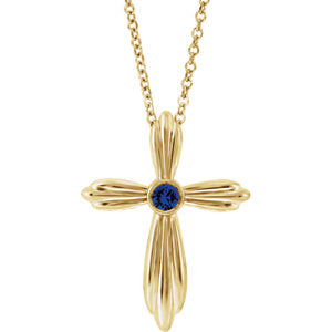 Daffodil Blue Sapphire Cross Necklace