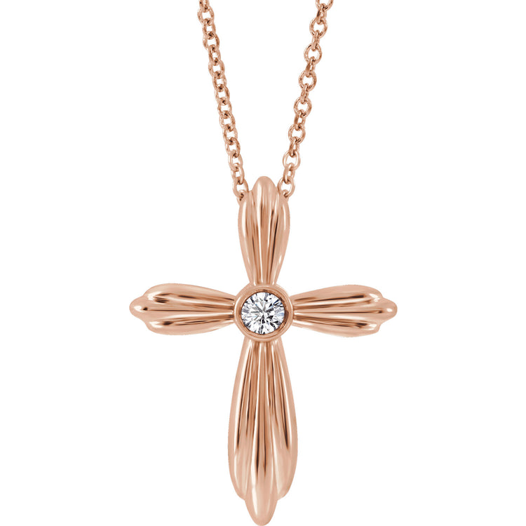 Daffodil Diamond Bezel Cross Necklace