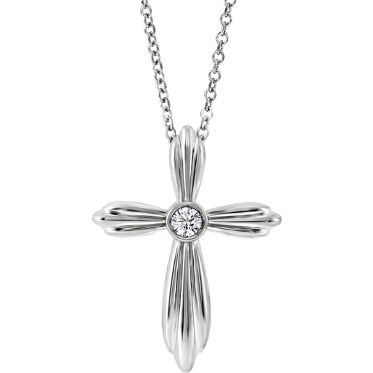 Daffodil Diamond Bezel Cross Necklace