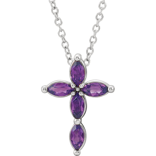 Amethyst Cross White Gold