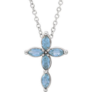 Daffodil Aquamarine Cross Necklace
