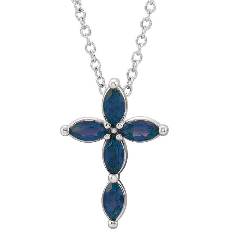 Daffodil Marquise Sapphire Cross Necklace