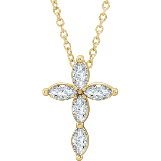 Daffodil Diamond Cross Necklace