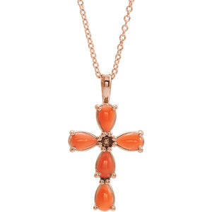 Daffodil Pink Coral Cross Necklace