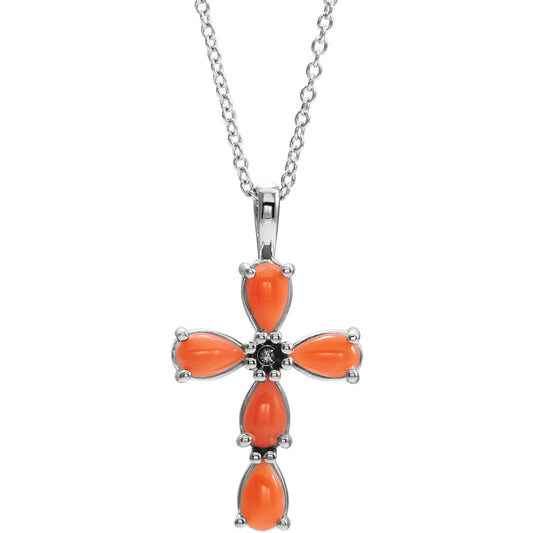 Daffodil Pink Coral Cross Necklace