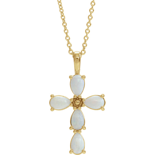 Daffodil Opal Cross Necklace