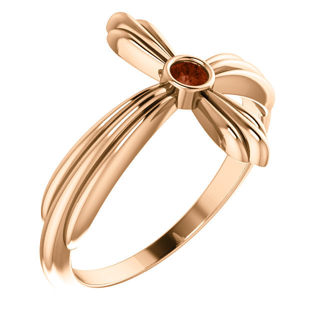 Daffodil Garnet Sideways Cross Ring