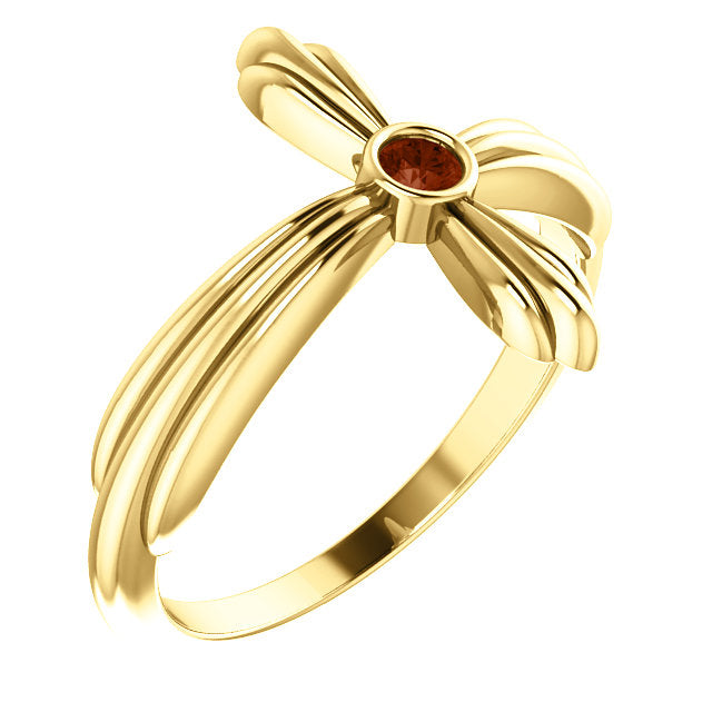 Daffodil Garnet Sideways Cross Ring