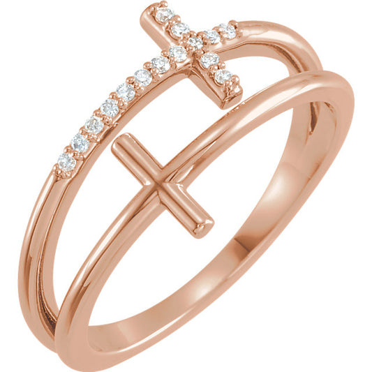 Daffodil Diamond Sideways Cross Ring