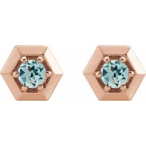 Marigold Aquamarine Honeycomb Stud Earrings