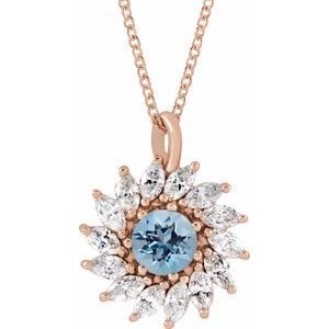 Aster Aquamarine and Diamond Starburst Necklace