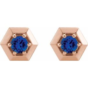 Marigold Blue Sapphire Honeycomb Stud Earrings