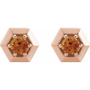 Marigold Citrine Honeycomb Stud Earrings