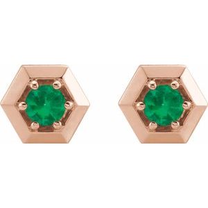 Marigold Emerald Honeycomb Stud Earrings