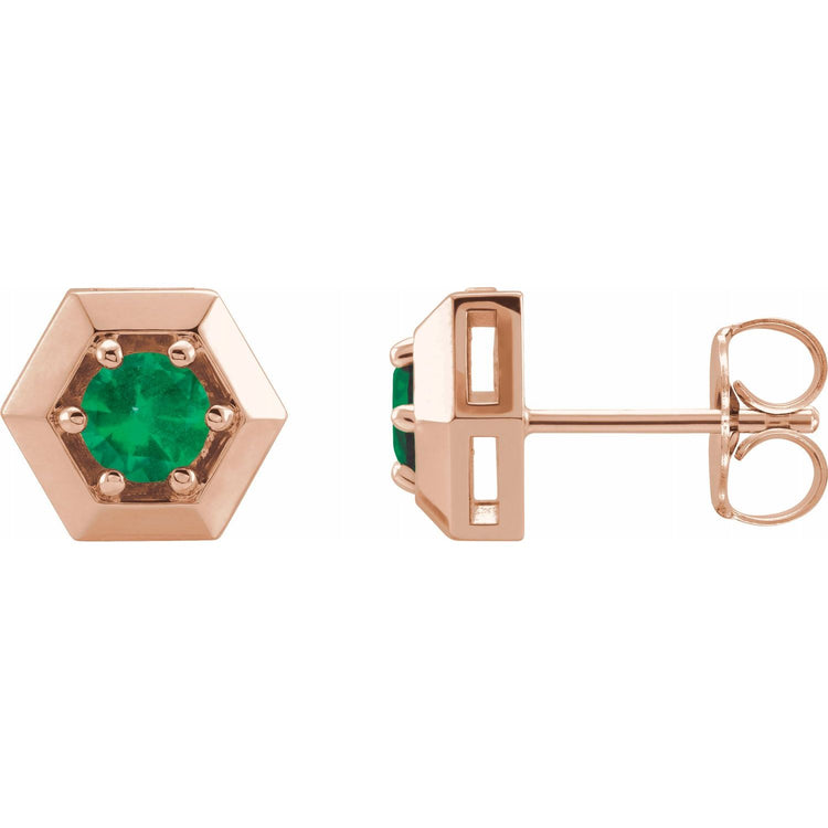 Marigold Emerald Honeycomb Stud Earrings