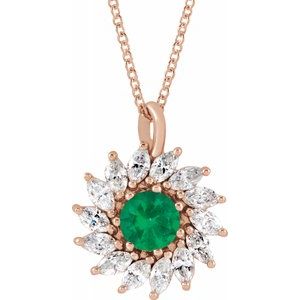 Aster Emerald and Diamond Starburst Necklace