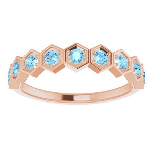 Marigold Aquamarine Honeycomb Stackable Ring