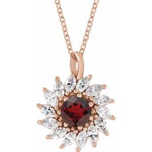 Aster Garnet and Diamond Starburst Necklace