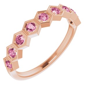 Marigold Pink Tourmaline Honeycomb Stackable Ring