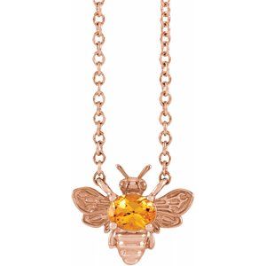 Marigold Orange Garnet Bee Necklace