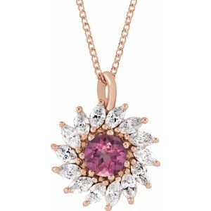 Aster Pink Tourmaline and Diamond Starburst Necklace