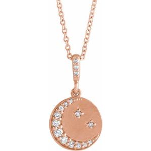 Aster Diamond Crescent Moon Disc Necklace