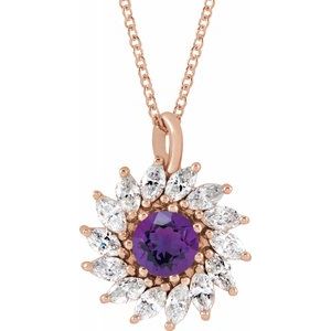 Aster Amethyst and Diamond Starburst Necklace