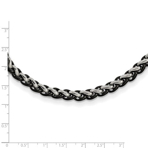 7.00 mm Black IP-Plated Wheat Link Chain