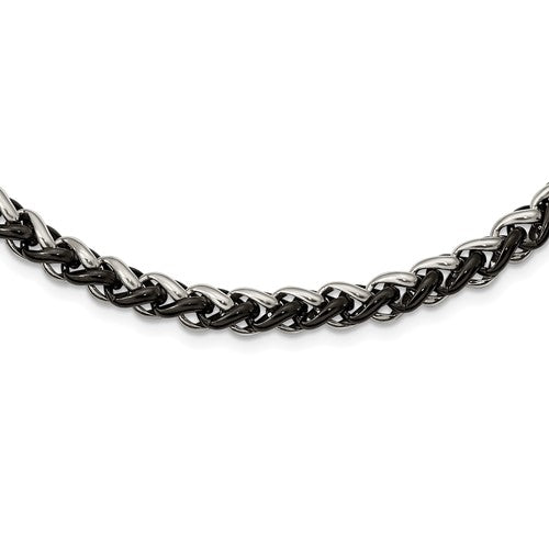 7.00 mm Black IP-Plated Wheat Link Chain