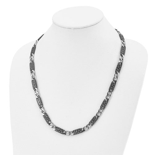 9.00 mm Black IP-Plated Textured Link Chain