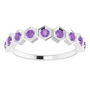 Marigold Amethyst Honeycomb Stackable Ring