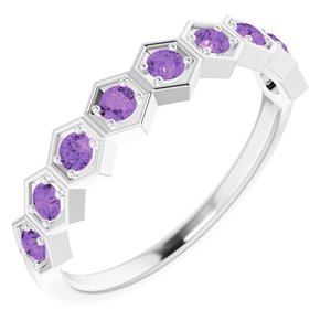 Marigold Amethyst Honeycomb Stackable Ring