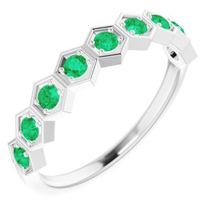 Marigold Emerald Honeycomb Stackable Ring