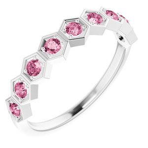 Marigold Pink Tourmaline Honeycomb Stackable Ring