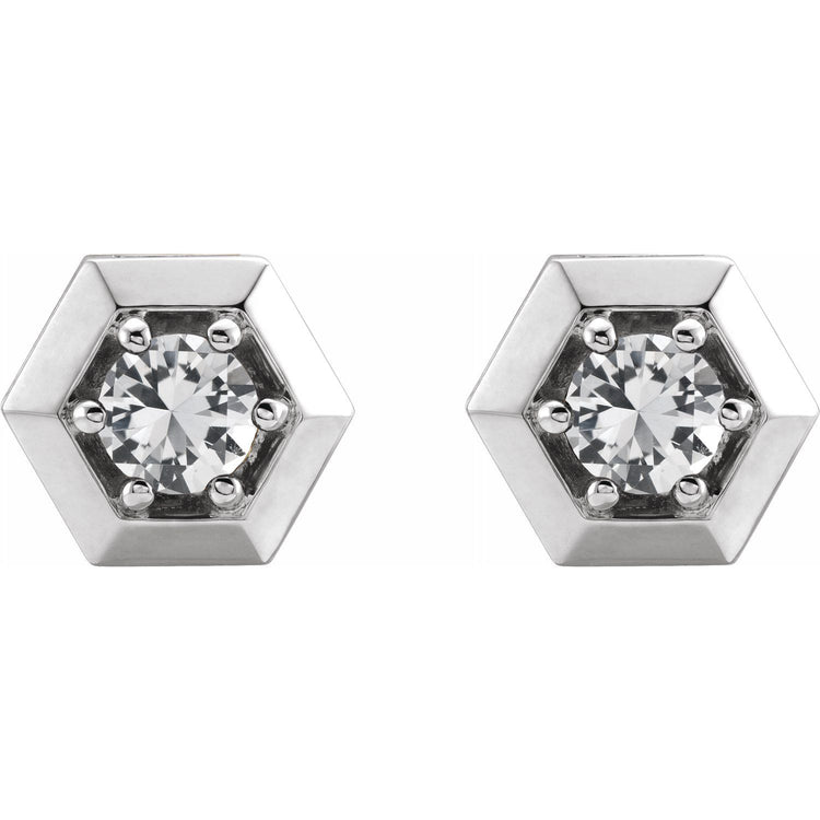 Marigold White Sapphire Honeycomb Stud Earrings