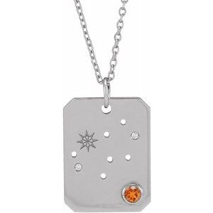 Aster Virgo Orange Garnet & Diamond Necklace