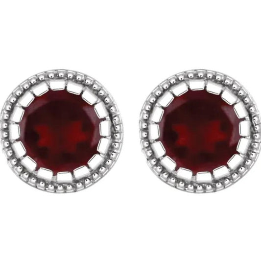 Jasmine Garnet Bezel Set Earrings